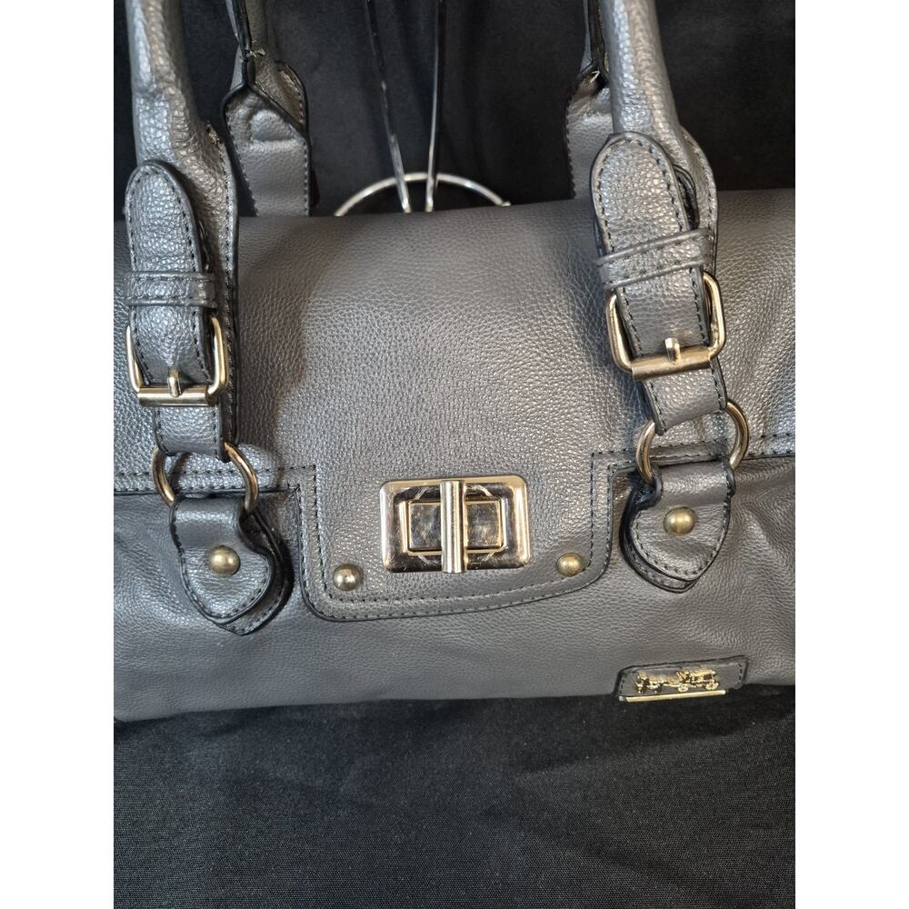 Coach Gray Leather Satchel with Gold Hardware - Picture 6 of 14